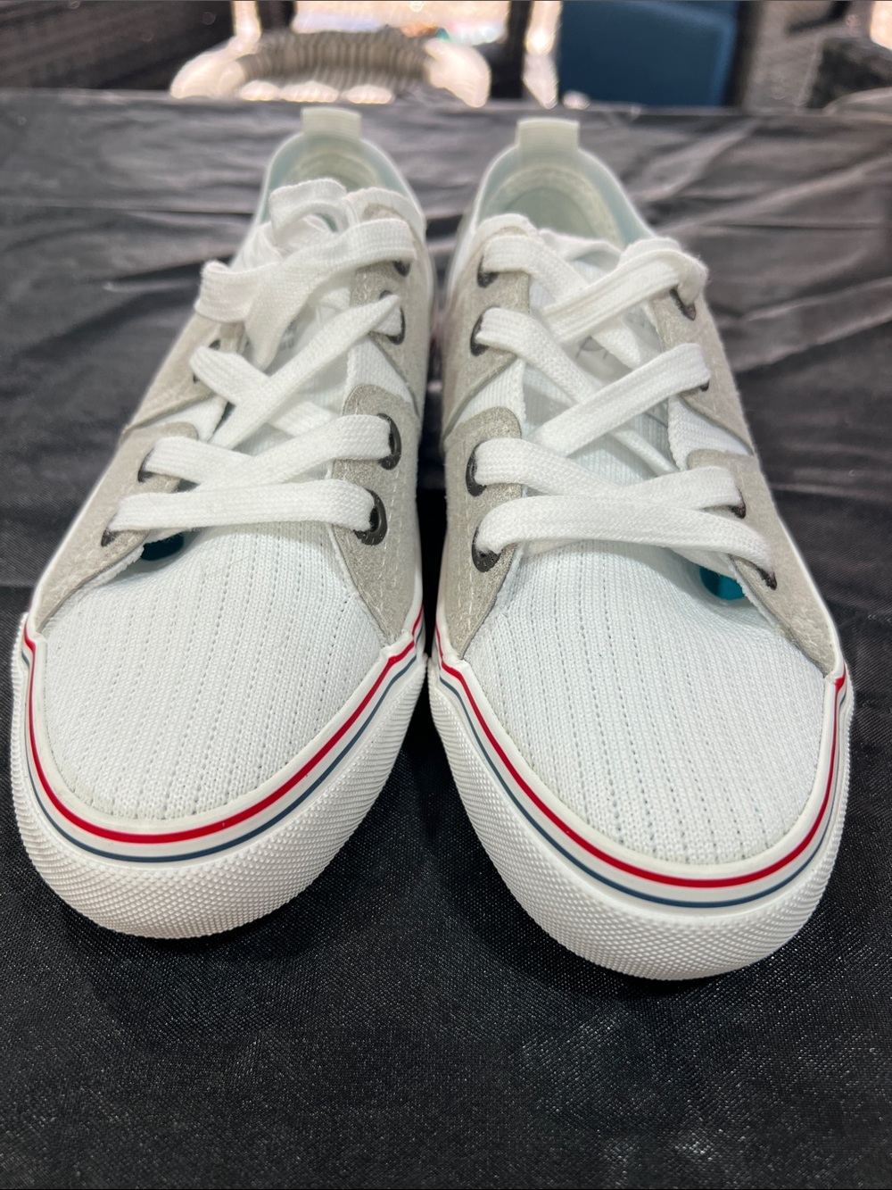 Blowfish White and Gray Low-Top Canvas Sneakers